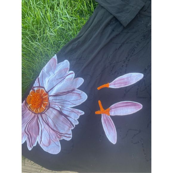 Desigual black and floral dress size large - Picture 2 of 5